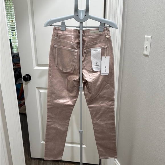 NWT GRLFRND Karolina Pink Metallic Skinny Jeans Size 27 Festival Disco Luxury - Picture 6 of 16